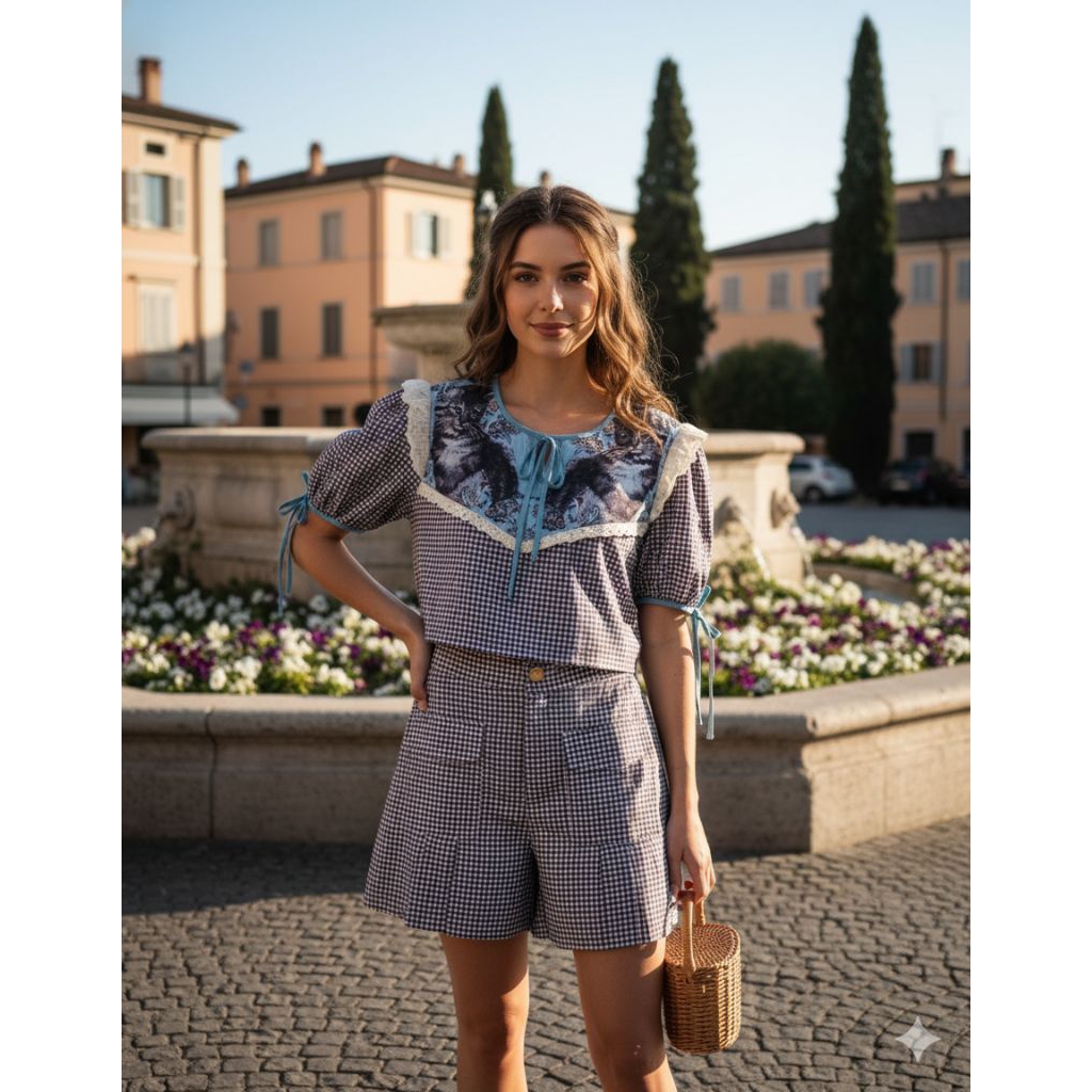 Lalyn set sz.s กางเกงสม็อคหลังค่ะ