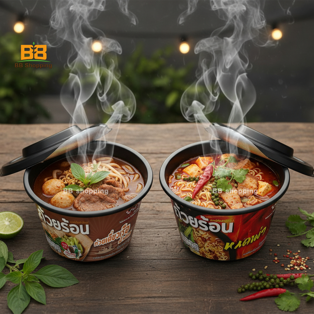 HOTCUP ถ้วยร้อน รสก๋วยเตี๋ยวเรือน้ำตก /รสหม่าล่า 66 กรัม  พร้อมกิน ร้อนเองได้ ไม่ต้องต้ม ไม่ต้องเวฟ  (แพ็ก 2 ถ้วย)