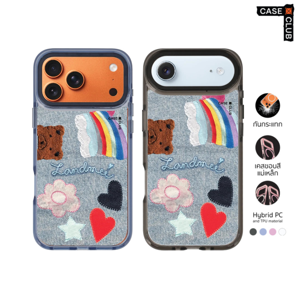 CaseClub เคสไอโฟน เคส ขอบสี เคสแม่เหล็ก ลาย Landmee Love & Peace สำหรับ i17 Pro Max/i17 Pro/i Air/i1