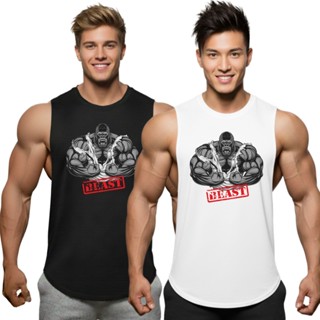 BEAST GORILLA เสื้อแขนกุดเว้าแขนกว้าง Drop Arm Sleeveless Mu…