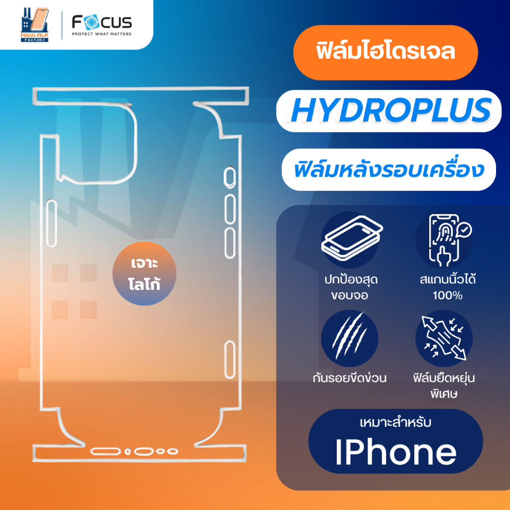 Focus Hydroplus ฟิล์มไฮโดรเจลโฟกัส ฟิล์มหลังรอบเครื่องสำหรับ iPhone 17e 17 Air 17Pro 17ProM 16 15 14 13 12 11 XS XR 8 7