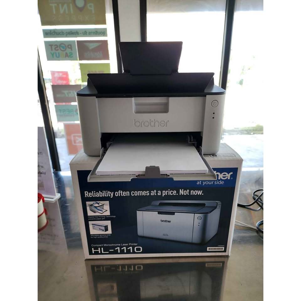 BROTHER  รุ่น HL-1110 เครื่องพิมพ์เลเซอร์ ขาวดำ สีขาว (มือสอง) อุปกรณ์ครบกล่อง