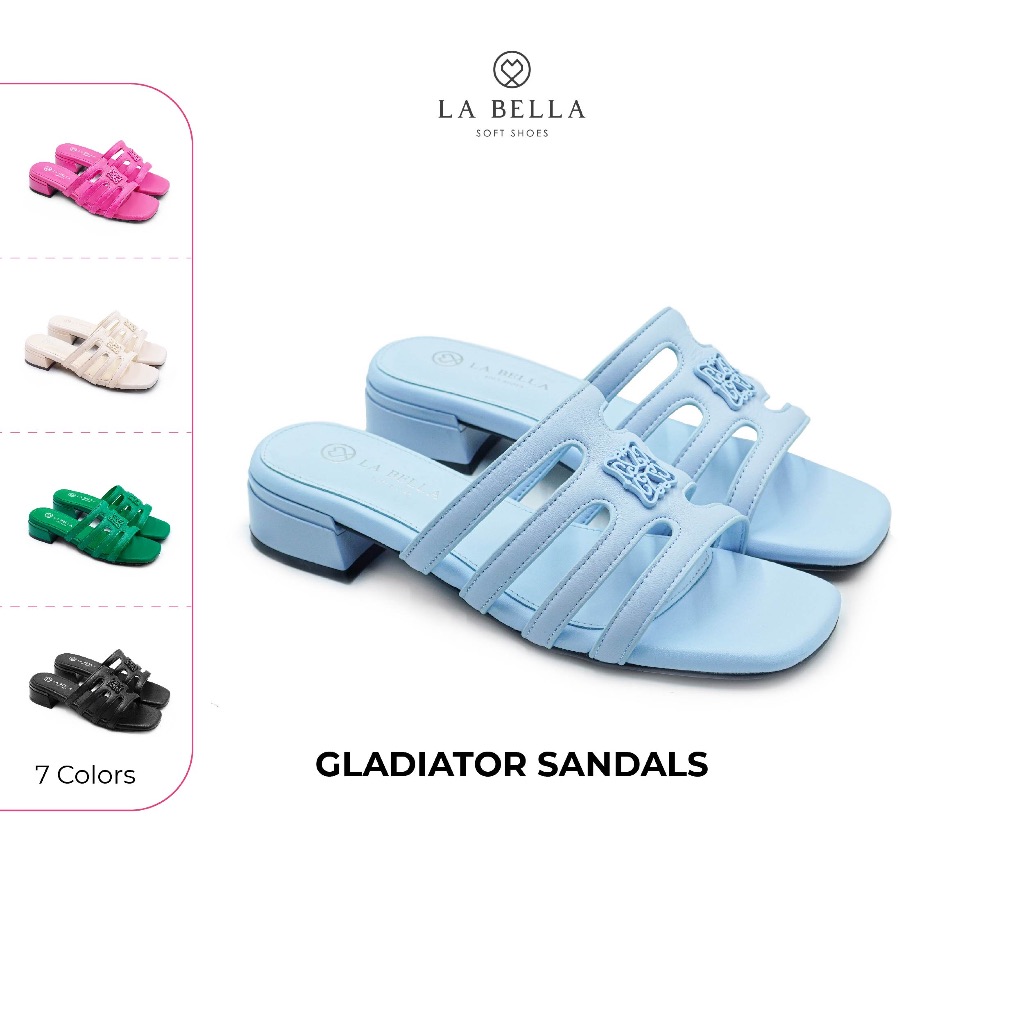 LA BELLA  รองเท้าส้นเตี้ยหนังแกะ รุ่น GLADIATOR SANDALS