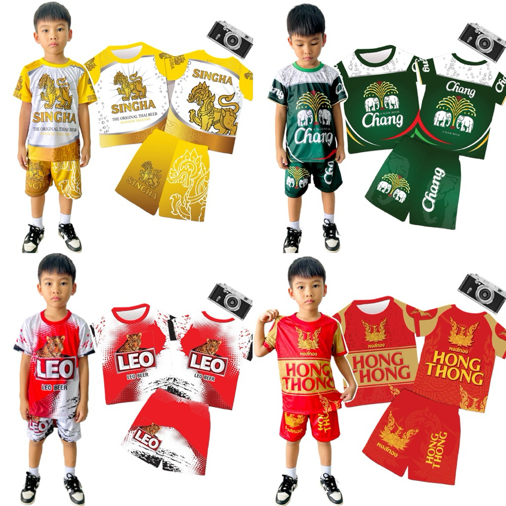 ชุดเด็ก แขนสั้น ขาสั้น ลายกระแส ลายวินเทจ เนื้อผ้าไมโครไฟเบอร์พิมพ์ลาย