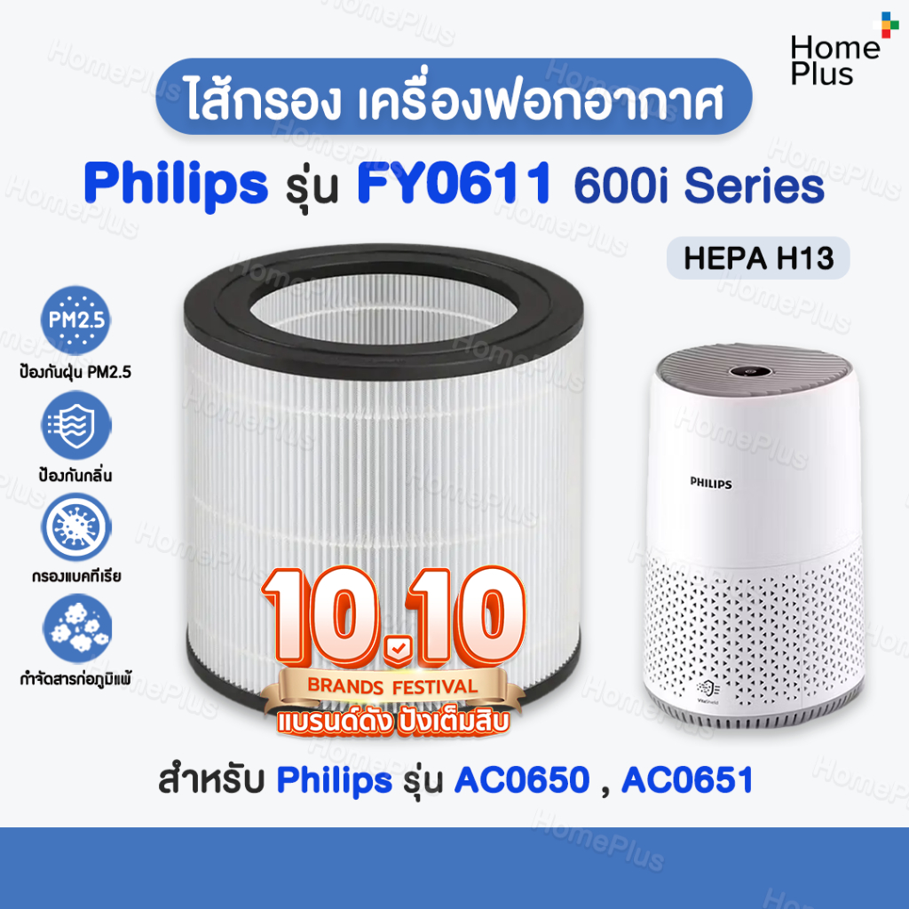 ราคาโปร+พร้อมส่ง✅ ไส้กรองอากาศ Philips AC0650 เครื่องฟอกอากาศ Philips FY0611 /30 for Air Purifier AC
