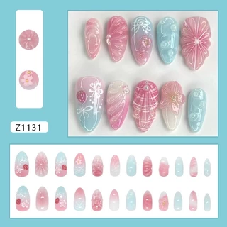 【สินค้าใหม่DD1131] พร้อมส่งในไทย แฟลชเจาะเล็บปลอม เล็บปลอมกันน้ำ กล่องละ 24 ชิ้น เล็บปลอมสำเร็จรูป