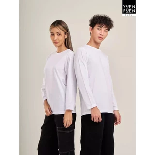 YuenPuen เสื้อยืดแขนยาว 30 สี ยืนพื้น ไม่ยืด ไม่ย้วย ไม่ต้องรีด สีพื้น เนื้อผ้านุ่ม