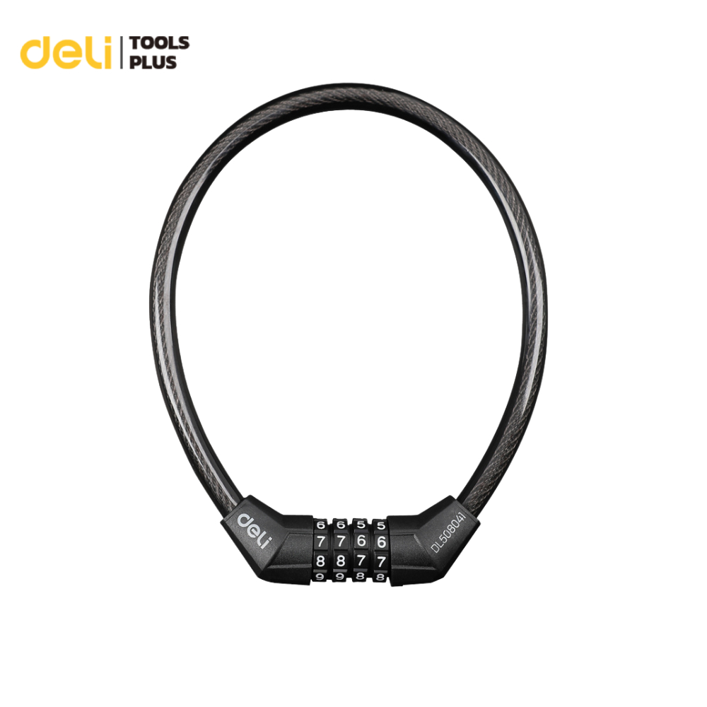 Deli กุญแจล็อคล้อ สายล็อคจักรยาน สายโซ่ล็อค หัวล็อคโลหะ ใส่รหัส กันขโมย ไม่ขึ้นสนิม หนาแน่น Bar Lock