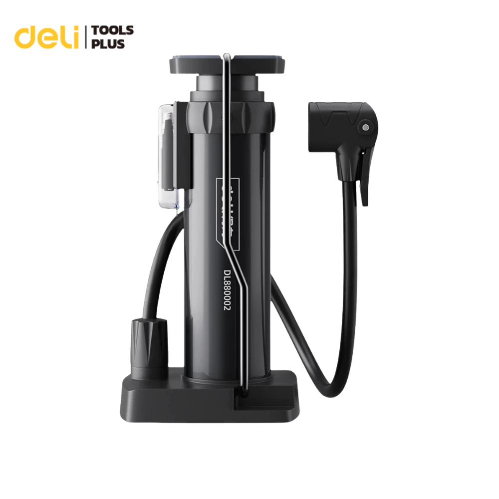 Deli ที่สูบลมจักรยาน สูบลมแรงดันสูง ที่สูบลมมอเตอร์ไซค์ 130mm มีมาตรวัด ไม่เด้งกลับเมื่อปั๊ม Air Pump