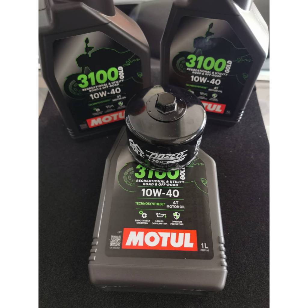 ชุดถ่ายน้ำมันเครื่อง MOTUL 3100 GOLD 10W-40 3 ลิตร ฟรีFR-164 สำหรับBMW F700 GS F750 GS, F850 GS F900