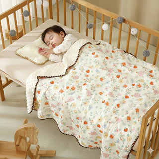Babyonline(R038)2L7-8 (ส่งด่วน1วัน)ผ้าห่มดอทมัสลินขนมิ้งค์2ชั้นสำหรับเด็กทารกแรกเกิด ผ้าฝ้าย นุ่ม อ่อนโยนต่อผิว อบอุ่น
