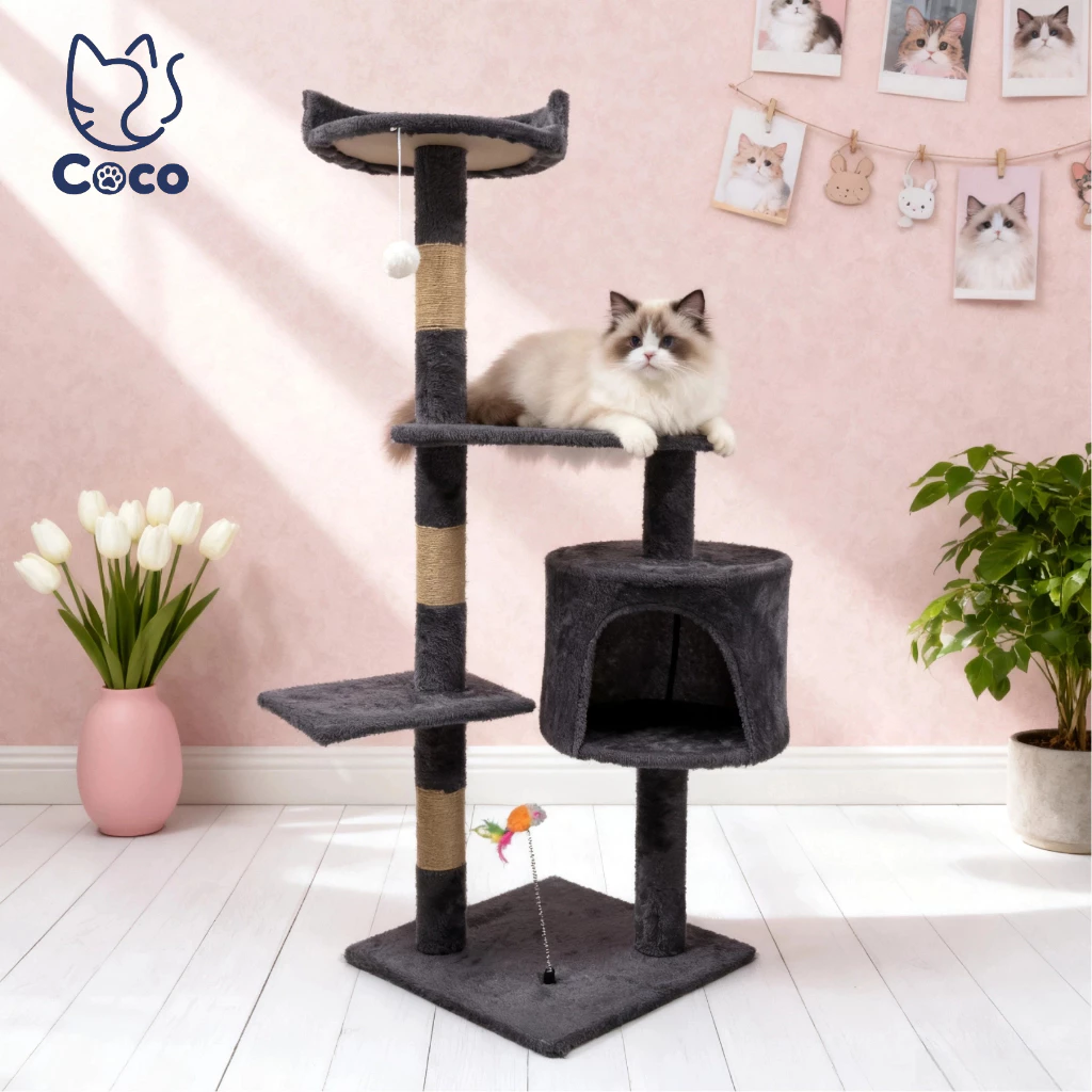 CoCo.PET คอนโดแมวขนาดใหญ่ แมวปีนกรอบ เฟอร์นิเจอร์แมว บ้านแมว เตียงแมว ที่ลับเล็บแมว ที่ฝนเล็บแมว ของเล่นแมว ทนทาน