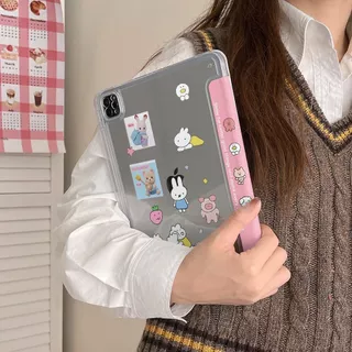 Gen11 A16 เคสไอแพดแม่เหล็กน่ารัก รองรับ Air4/5/6/7/8 M3 Pro11 Gen10 10.9 แผงด้านหลังอะครีลิคใสพับตั้งได้ ป้องกันรอบตัว