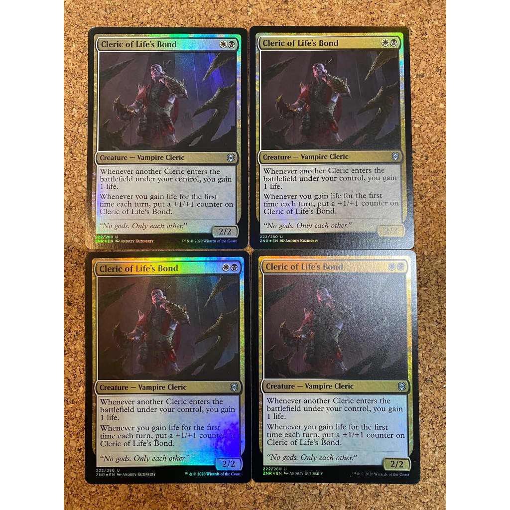 MtG Single Card: 4x Cleric of Life's Bond FOIL (playset) [ZNR]