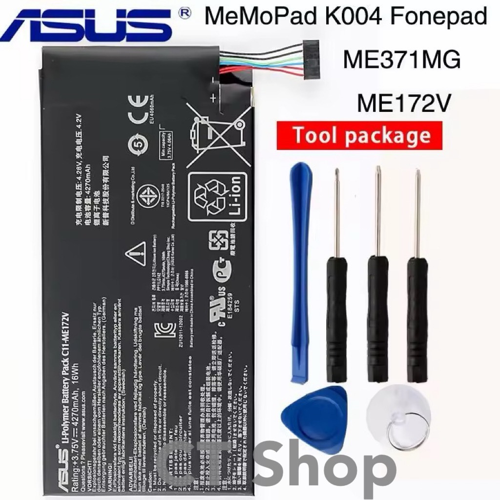 แบตเตอรี่แท้ ASUS MeMoPad K004 Fonepad ME371MG ME371 ME172V C11-ME172V 4270mAh รับประกัน3เดือน