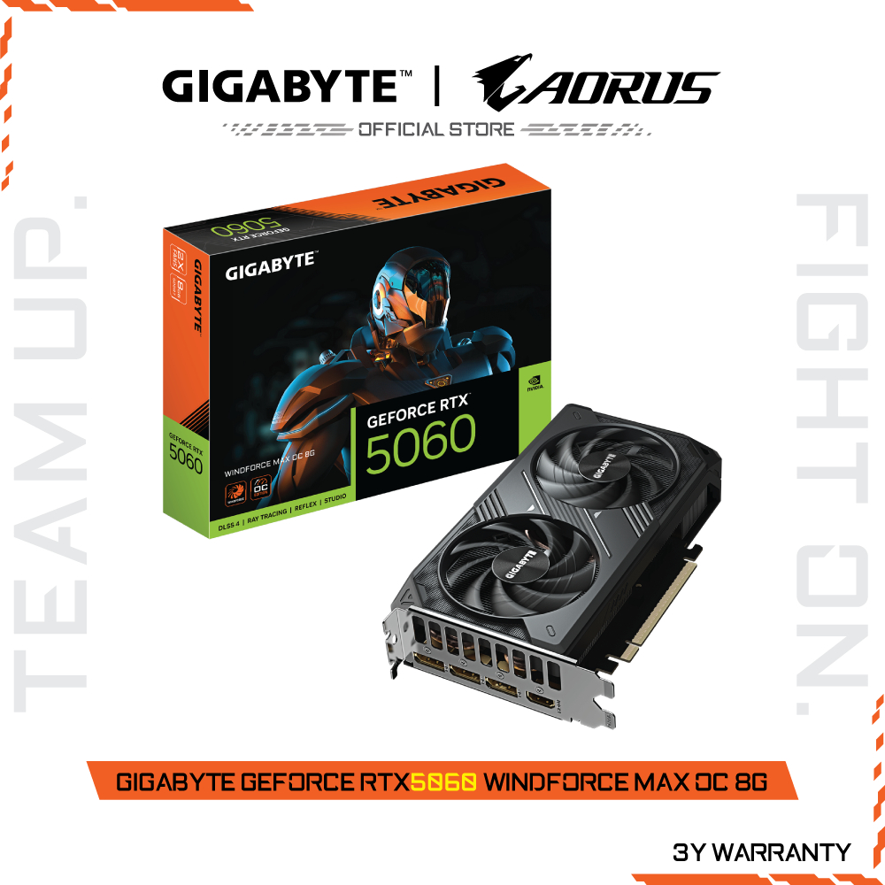 GIGABYTE GeForce RTX 5060 WINDFORCE MAX OC 8G (VGA Card) GV-N5060WF2MAX OC-8GD-1.0