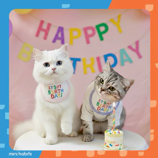 [🚚 พร้อมส่ง] ผ้ากันเปื้อนวันเกิดสัตว์เลี้ยง แมว สุนัข Birthday Bib Mouth Towel ผ้าพันคอแมว