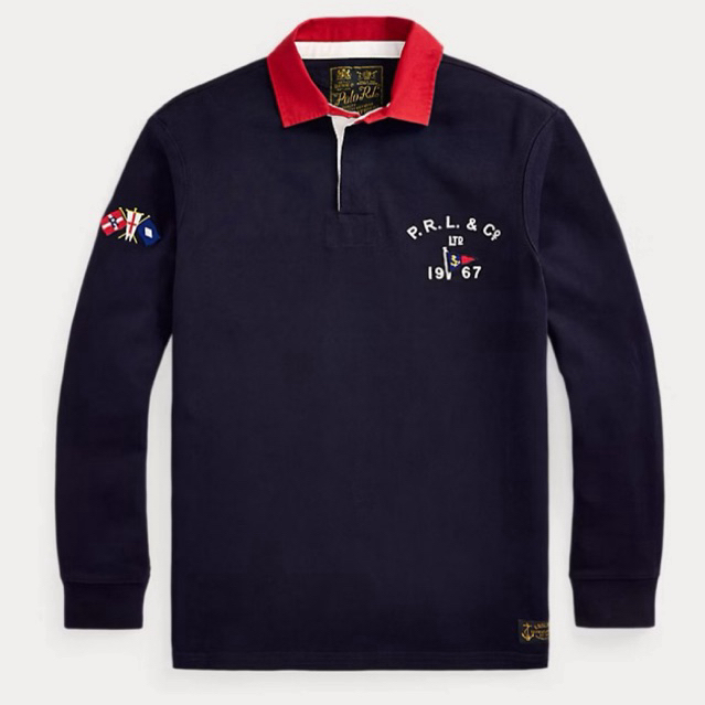 POLO RALPH LAUREN RUGBY LONG SLEEVE - LONG SLEEVED TOP - NAVY