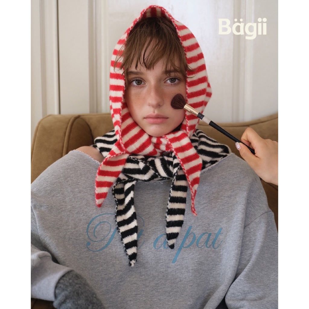 Bagii | Wool｜Green-Blue-White-Red Headscarf | 31% Wool | ผ้าโพกหัว ขนสัตว์ ผ้านิ่ม กันหนาว แมชง่าย ใส่สบาย BG100955