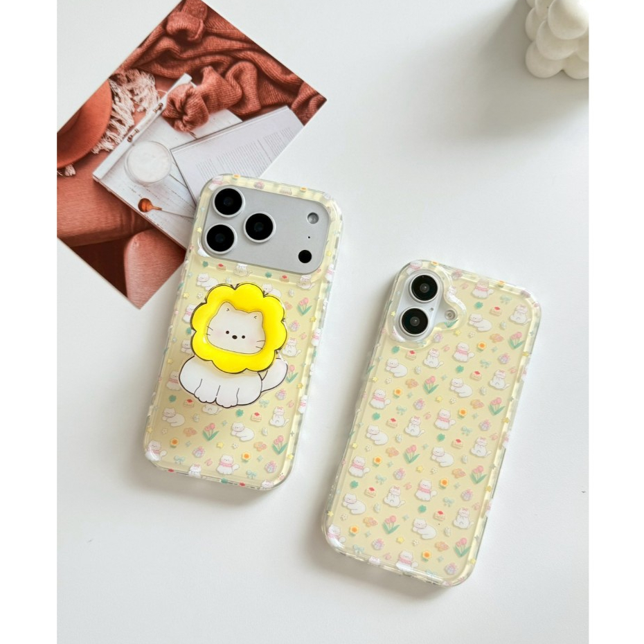 [i17] พร้อมส่ง✨S1366 แมวดอกทานตะวัน+ไอริง เคสไอโฟน แฟชั่นเกาหลี เคสสำหรับ Iphone 12-17Promax