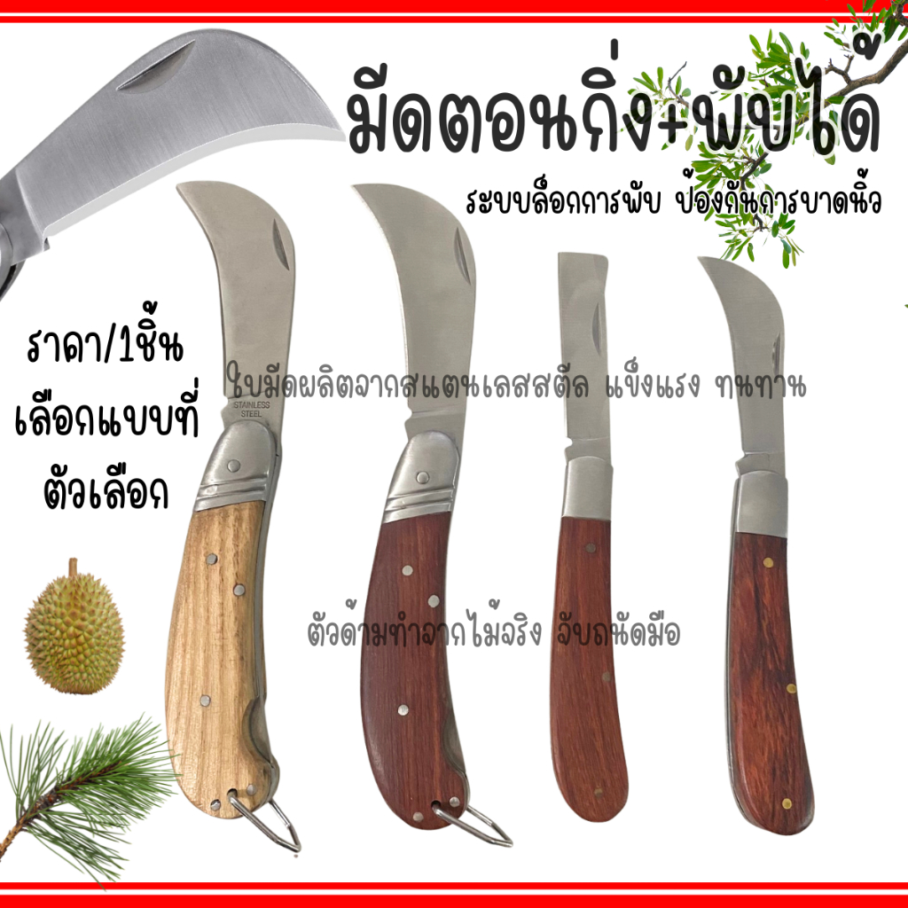 P469 Cutz มีดตอนกิ่ง แต่งกิ่ง ด้ามไม้ มีดพับ มีระบบล็อค พกพาง่าย หัวตัด หัวโค้ง สแตนเลส ตอนกิ่ง SP