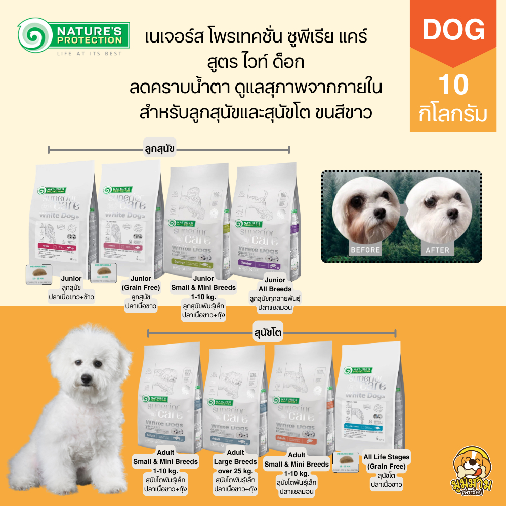[10KG] Nature's Protection Superior Care White Dog อาหารสุนัข สำหรับสุนัขขนสีขาว ขนาด 10 กิโลกรัม