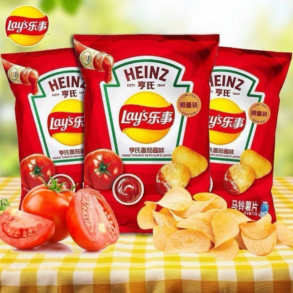 พร้อมส่ง‼️ ใหม่🍅เลย์ซอสมะเขือเทศไฮน์ HEINZ LAYS TOMATO SAUCEไม่มีในประเทศไทย มะเขือเทศเข้มข้น อร่อยมาก