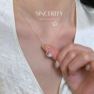 GLAMOR✨สร้อยเงิน Sincerity จี้เงินแท้ สร้อยคอเซอร์โคเนียวงกล…