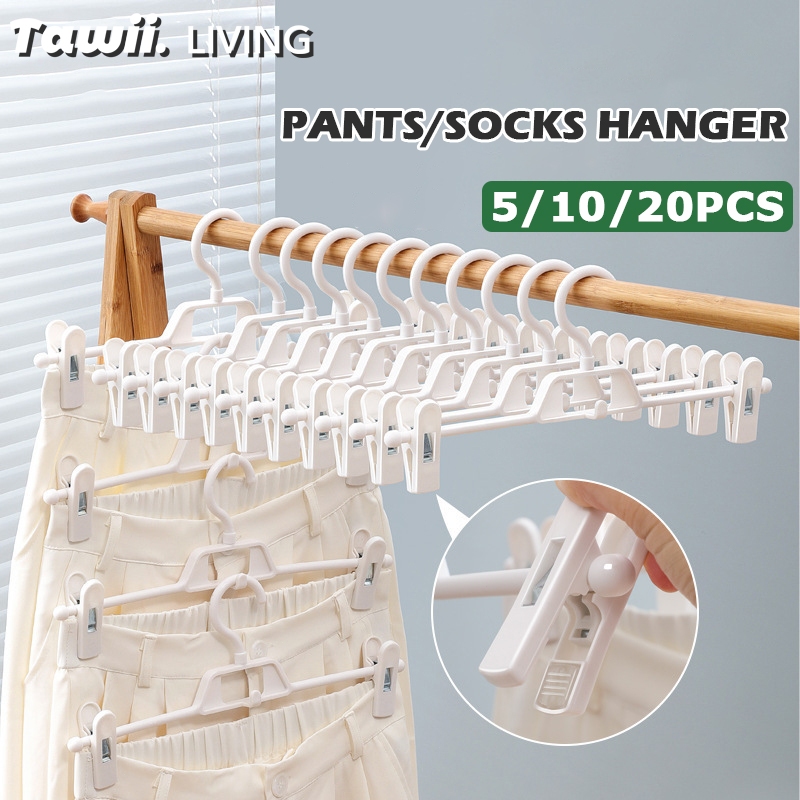 Tawii. ที่หนีบผ้า กันลื่น 5/10/20PCS ไม้แขวน วัสดุพลาสติก ไม้หนีบผ้า เสื้อผ้าไม่หลุด
