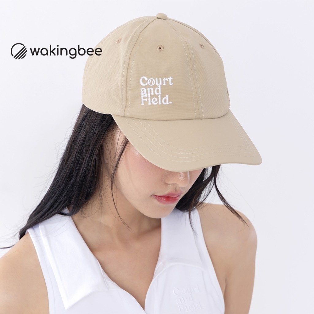 Wakingbee Court Cap (Beige) หมวกแก๊ป สีพื้น ทรงสวย ปัก ผ้าไนล่อน แห้งไว ใส่ออกกำลังกาย ตีกอล์ฟ เทนนิส