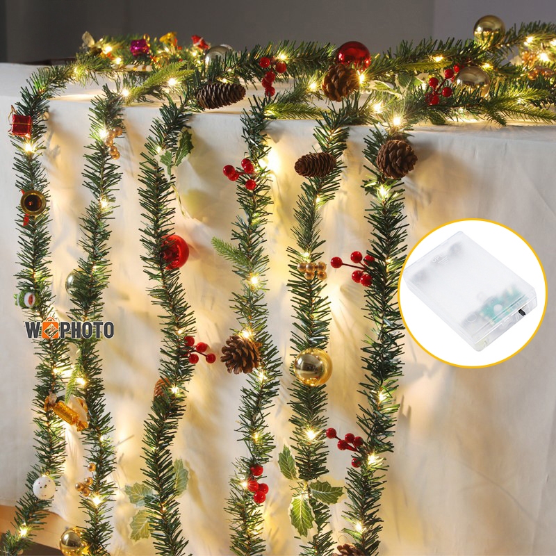 2.6m ตกแต่งคริสต์มาสหวาย ชุดหญ้าหวายแสง ตกแต่งหน้าต่างร้าน หวายสายไฟสร้างสรรค์ led สายไฟประดับไฟ