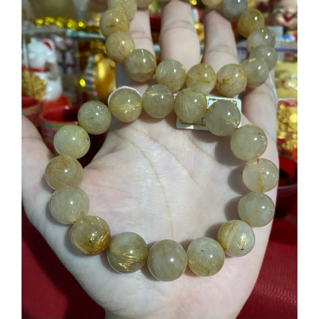 กำไลหินไหมทองเกรดพรีเมี่ยม13มิลกว่ายกวงตามภาพ