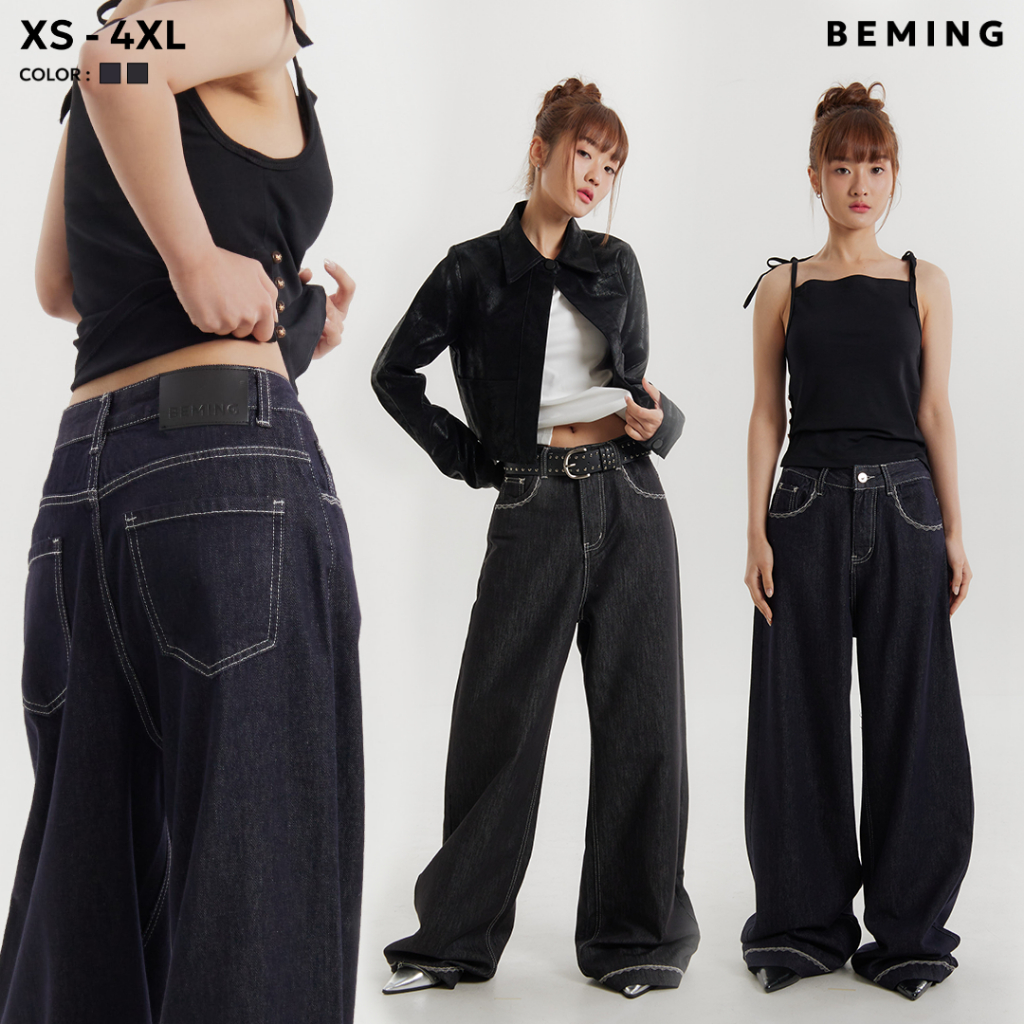 Bemingjeans091(XS-4XL)BMG Straight Jeans – ยีนส์ขากระบอกกว้างคุมโทน ใส่ง่าย อยู่ทรง และไม่ตกเทรนด์