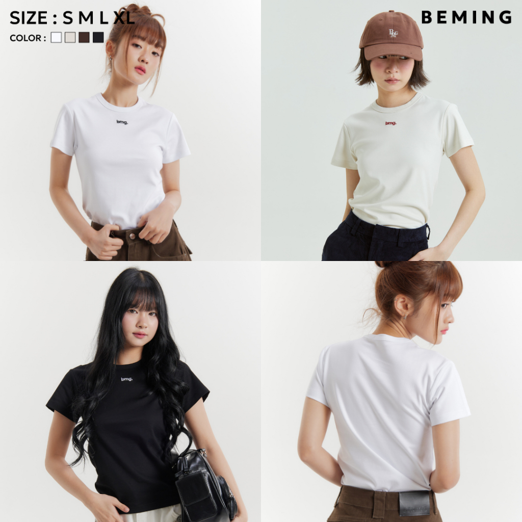 (พร้อมส่ง)Bemingtop1026(S-XL)-bmg. Compact Tee – เสื้อยืดเข้ารูปผ้านิ่ม โลโก้ปักเรียบเท่ ใส่ง่ายทุกว