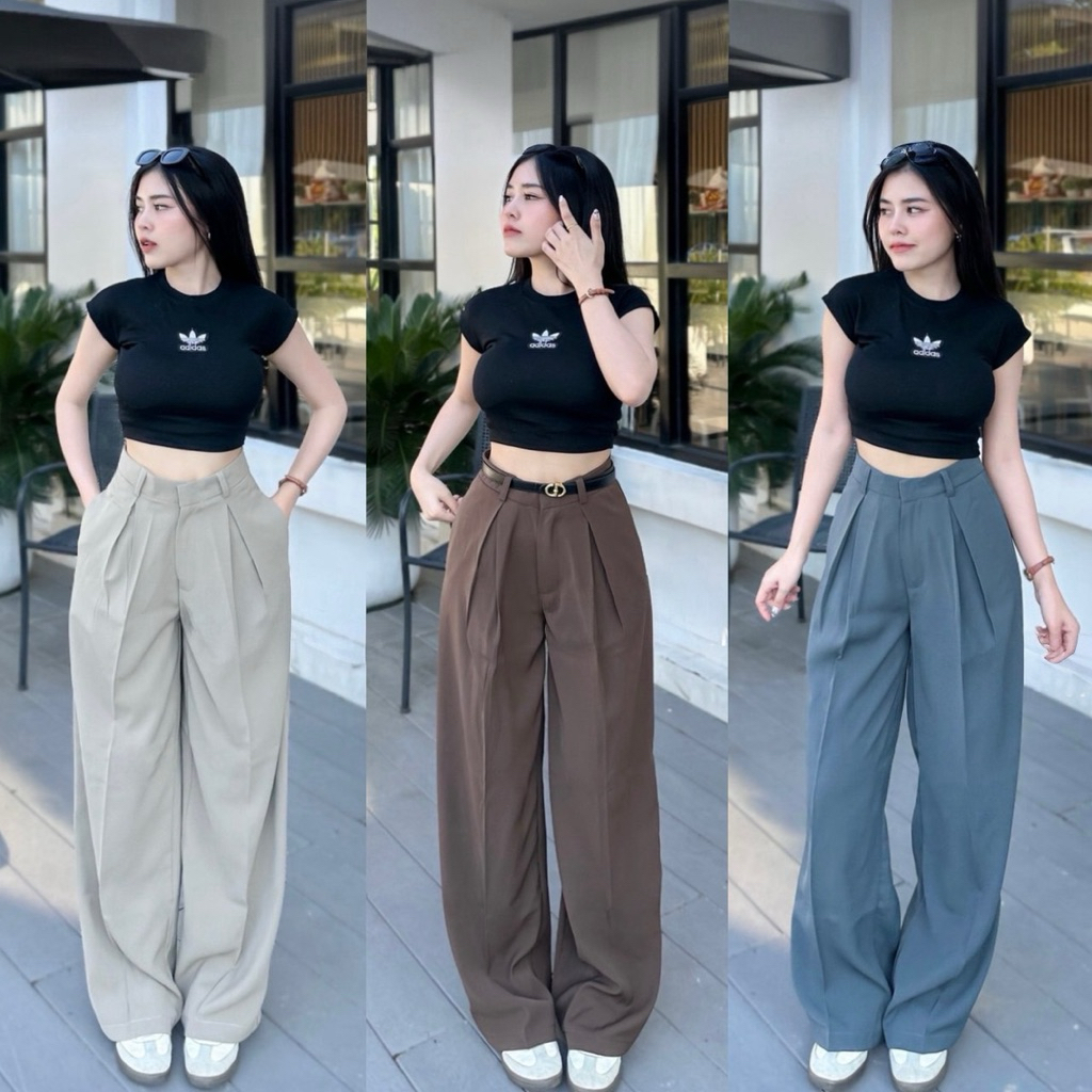 #LADY • PANTS LILLY •  กางเกงขายาว จีบทวิส ทรงกระบอกใหญ่