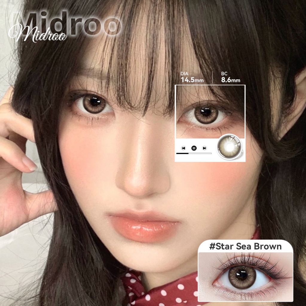 【📢ซื้อ3คู่ แถม 360ML-น้ำยาล้าง❗】Midroo รุ่นแฟชั่นขายดี ขยายรูม่านตา รุ่นพิเศษ-14.0/14.2/14.5MM รายเดือ เลนส์ค่าสายตาปกติ