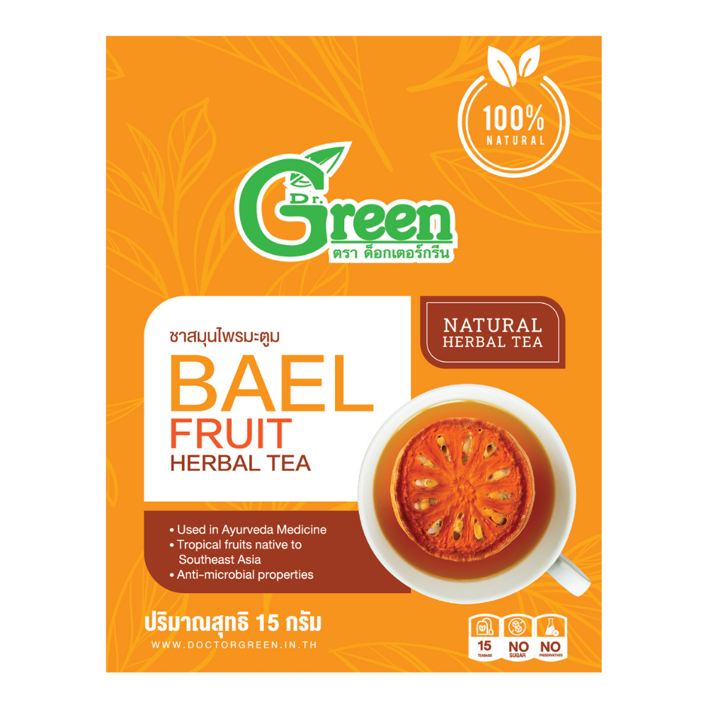 Dr.Green ชาสมุนไพรมะตูม 100% ไม่มีน้ำตาล 15 กรัม (Bael Fruit Herbal Tea)