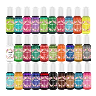สีผสมคริสตัล สีใส สีเรซินอีพ็อกซี่ DIY สีเม็ดสีคริสตัลกาว AB/UV ใช้เอสเซนส์ สี30 สี 10 มล.
