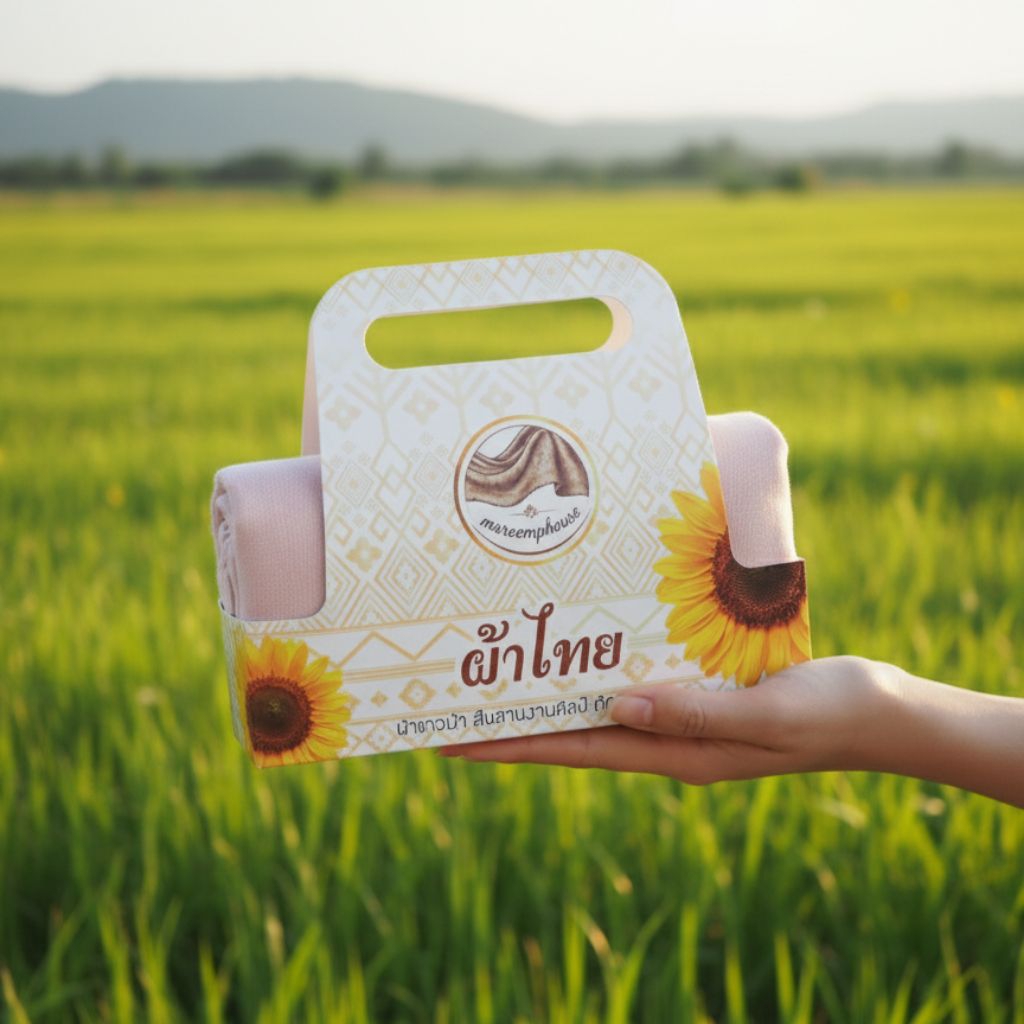 กล่องของขวัญผ้าขาวม้า กล่องผ้าฝ้าย กล่องของชำร่วยฝ้าย  สุดคุ้ม!!