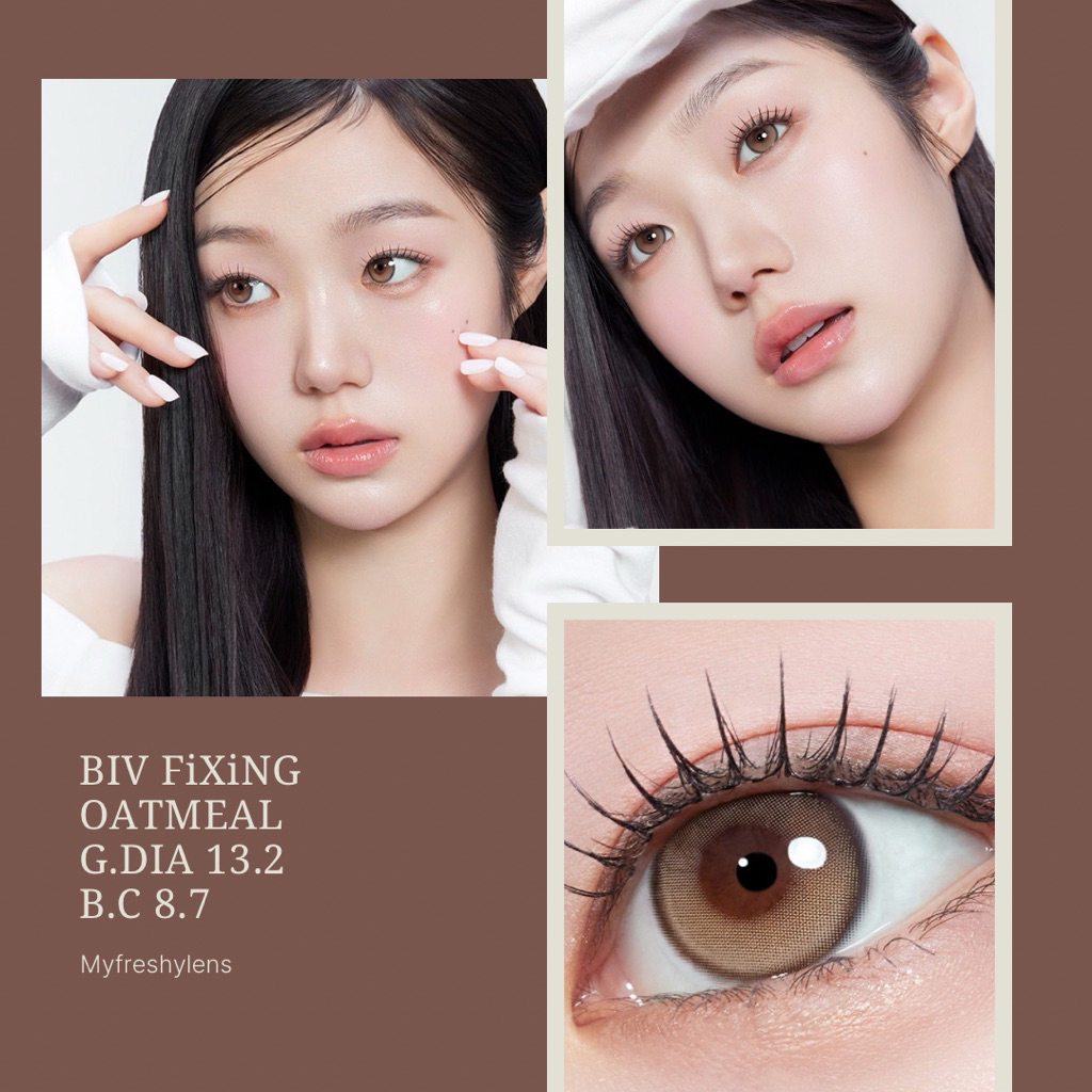 นวัตกรรมใหม่ล็อคลายไม่หมุน180•MYFiPN รุ่น BIV FiXiNG สี Oatmeal คอนแทคเลนส์เกาหลี รายเดือน