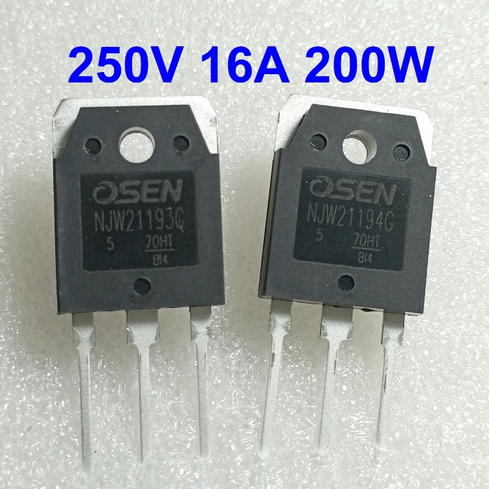 { 1คู่ 200W } NJW21193G + NJW21194G ยี่ห้อ OSEN TO-3P 250V 16A 200W ( ชิปใหญ่กว่า C5200 A1943 ) ราคา