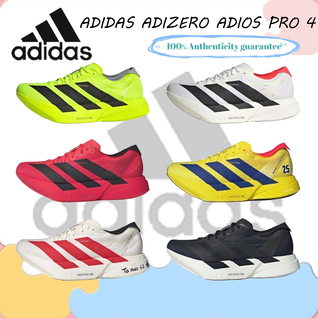 แท้100%Adidas Adizero Adios Pro 4 ทนต่อการสึกหรอ กันลื่นและทนต่อการสึกหรอ JR6364/JR1094/JR6368/JR637