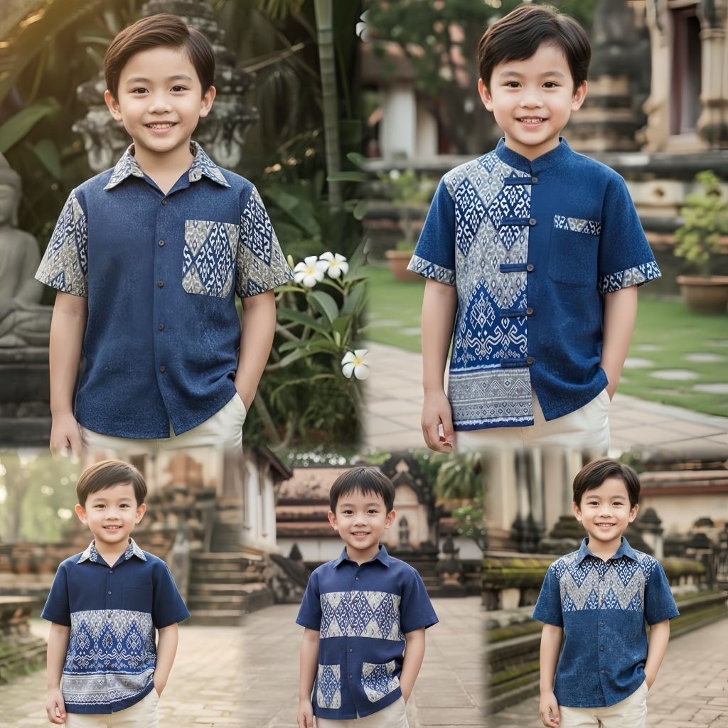 เสื้อพื้นเมืองหม้อฮ่อมเด็กชายลายไทย