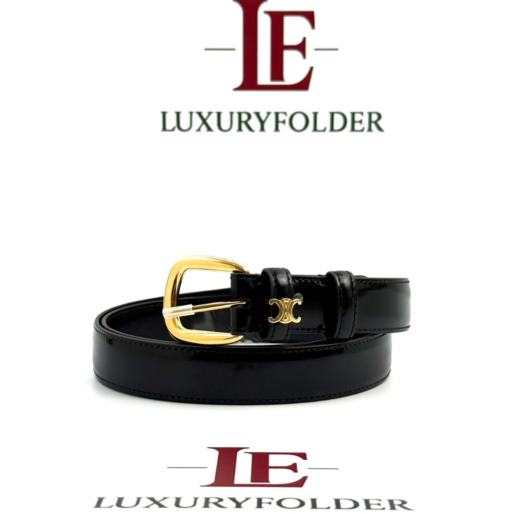 เข็มขัด Celine Vivienne Belt 2.5 CM. หนัง Taurillon 45BNN3A01 (38NO) สี Black/Gold ของแท้ 100%