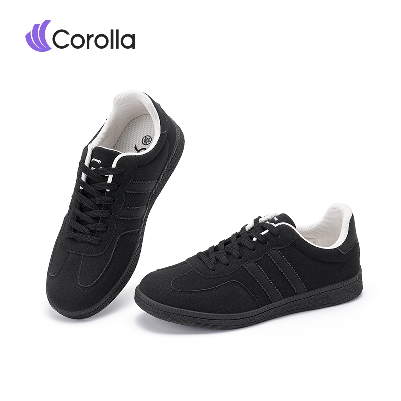【รองเท้าทำงาน】Corolla Work Shoes รองเท้าผ้าใบลำลองสีดำล้วน สีสุภาพ สำหรับผู้หญิง ดูดซับแรงกระแทก ต้า