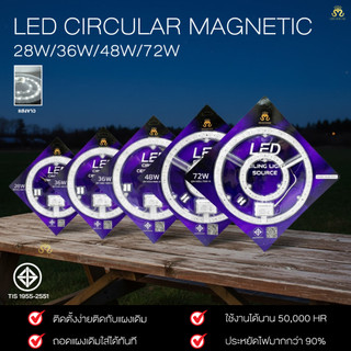 แผงไฟเพดาน LED กลม 24W 36W 48W 72W แม่เหล็ก 3 สี เปลี่ยนแทนโคมซาลาเปา ติดตั้งง่าย มอก.