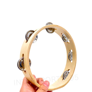 🥁 แทมบูรีนไม้ / ทรัมมารินไม้ (Tambourine) ขนาด 8 นิ้ว และ 10 นิ้ว
