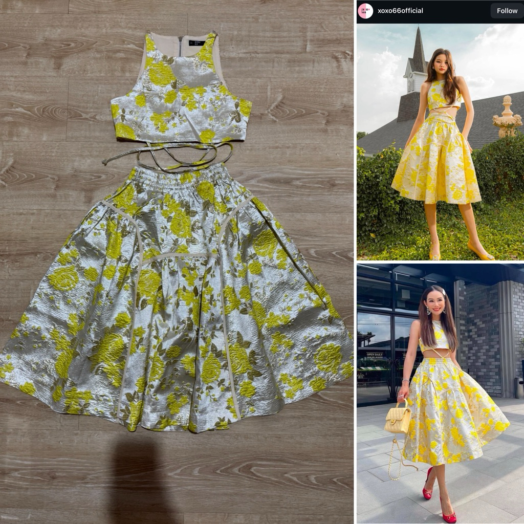 (ใช้โค้ดลดได้) xoxo66official set เสื้อ+กระโปรง