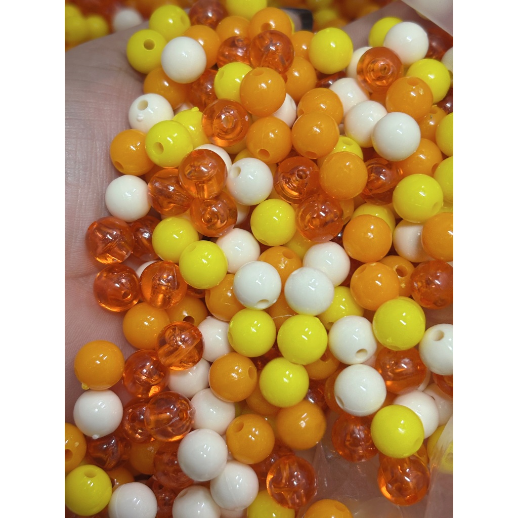 ★★★ ห่อ 500 กรัม ★★★ ลูกปัดกิโล ตราเสือ 10มม. สีผสม ลูกปัดเม็ดกลม ผสมสีสดใส