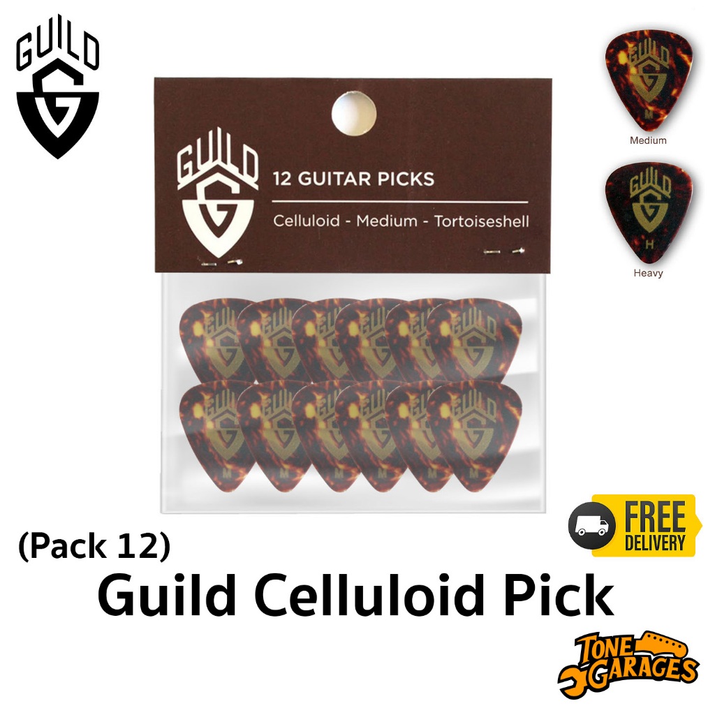 ส่งฟรี Guild Celluloid Pick (Pack 12) ปิ๊กกีต้าร์ เซลลูลอยด์ แพค 12 ชิ้น